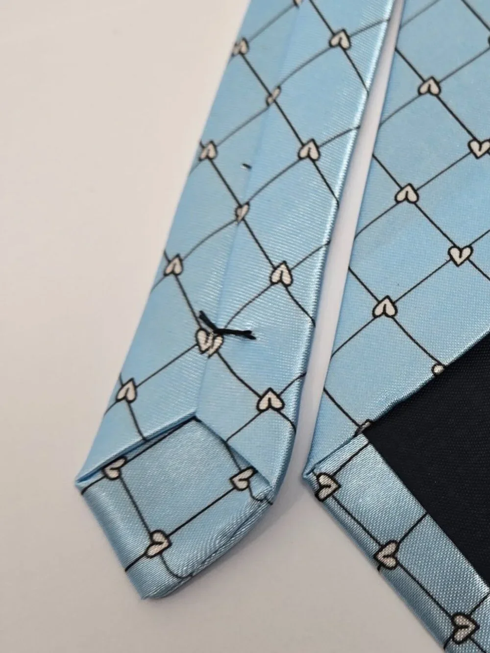 Nisen 100% Silk, Metallic Baby Blue Wide Geometric Tie, J. Tyler, New with Tag